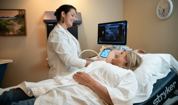 patient with a doctor at Atlantic Radiology